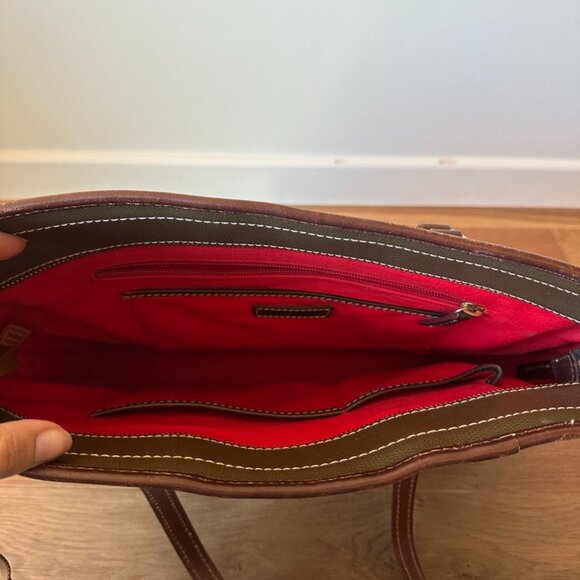 Dooney & Bourke Olive Green & Brown Leather Tote Bag - Picture 9 of 10